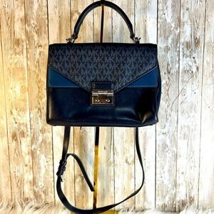 Michael Kors Sloan Medium Double Flap Top Handle Satchel Admiral blue, E…​​